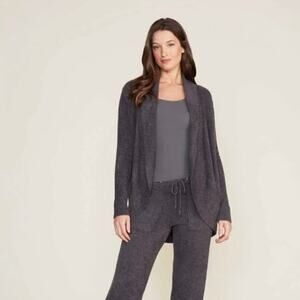 BAREFOOT DREAMS STYLE 452 Women's Med Rounded Circle Cardigan Sweater Charcoal